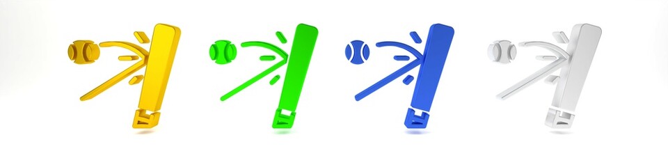 Colorful Baseball bat with ball icon isolated on white background. Minimalism concept. 3D render illustration