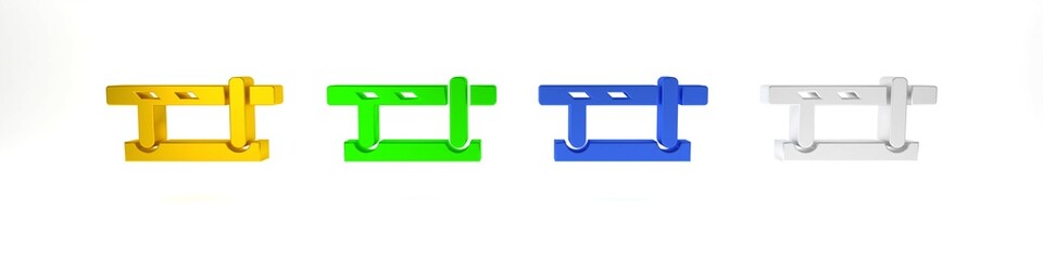 Colorful Parking car barrier icon isolated on white background. Street road stop border. Minimalism concept. 3D render illustration