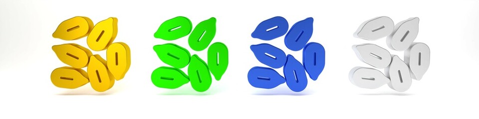 Colorful Seeds of a specific plant icon isolated on white background. Minimalism concept. 3D render illustration