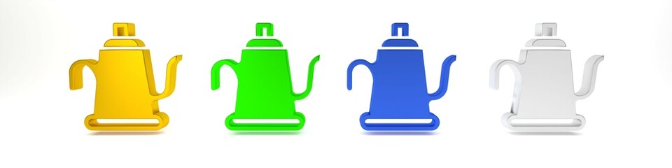 Colorful Watering can icon isolated on white background. Irrigation symbol. Minimalism concept. 3D render illustration