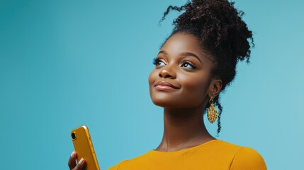 Woman Holding Phone with a Thoughtful Expression