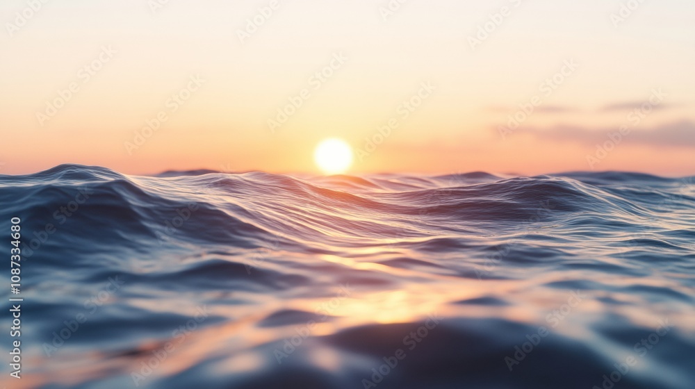 Aufkleber The warm glow of the setting sun reflects on the gentle waves, creating a serene atmosphere at a peaceful seaside location. Generative AI