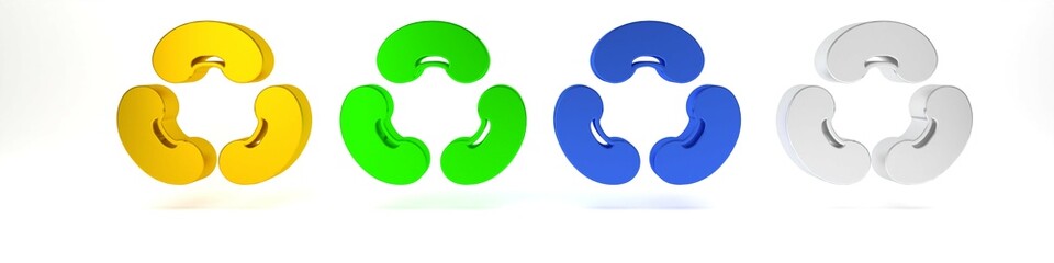 Colorful Beans icon isolated on white background. Minimalism concept. 3D render illustration