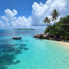 Fototapeta premium An island paradise with white sandy beach