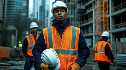 Construction Worker Confidently Poses at a Building Site