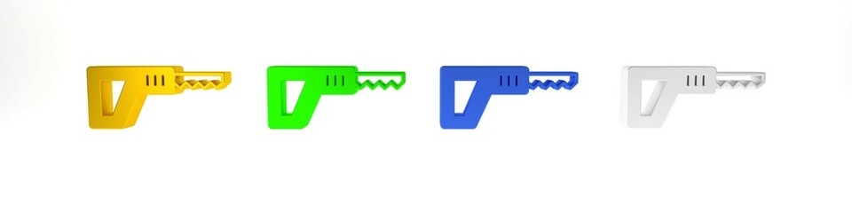 Colorful Reciprocating saw and saw blade icon isolated on white background. Minimalism concept. 3D render illustration