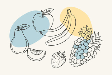 Realistic Vector Illustration of Fresh Fruits on a White Background for Creative Projects

