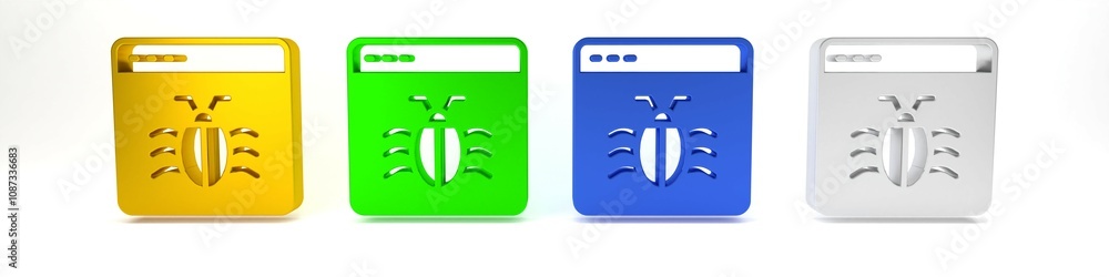 Poster colorful system bug concept icon isolated on white background. code bug concept. bug in the system. 