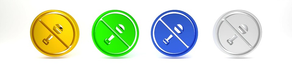 Colorful Mute microphone icon isolated on white background. Microphone audio muted. Minimalism concept. 3D render illustration