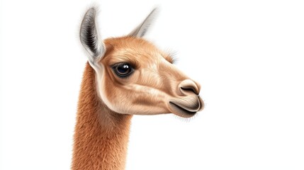 Fototapeta premium A close-up of a graceful llama's face, showcasing its expressive eyes and soft fur, perfect for animal-themed projects.