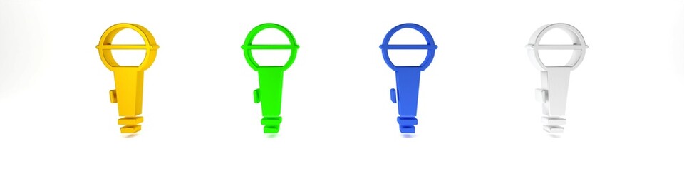 Colorful Microphone icon isolated on white background. On air radio mic microphone. Speaker sign. Minimalism concept. 3D render illustration