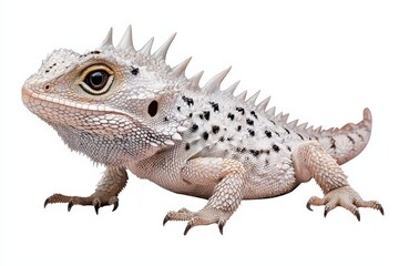 Naklejka premium A close-up of a spiky lizard with a unique texture and striking eyes, perfect for nature and wildlife themes.