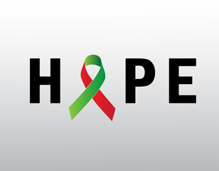 June is Bowel Cancer Awareness Month vector illustration. Green red awareness cancer ribbon icon vector isolated on a white background.