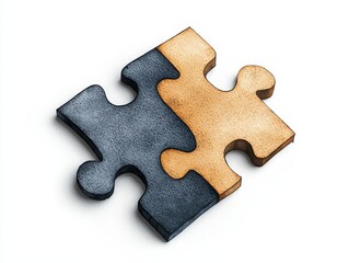 Fototapeta premium A close-up of two interlocking puzzle pieces, symbolizing connection and teamwork in a creative and artistic manner.
