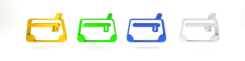 Colorful Cosmetic bag icon isolated on white background. Minimalism concept. 3D render illustration