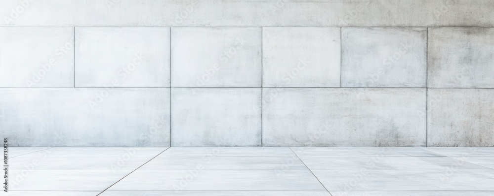 Poster a minimalist concrete wall with a smooth, clean finish, creating a modern and open atmosphere.