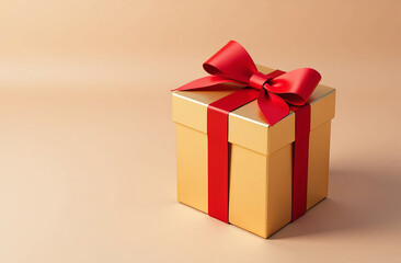Fototapeta premium Gift box with red ribbon and bow.