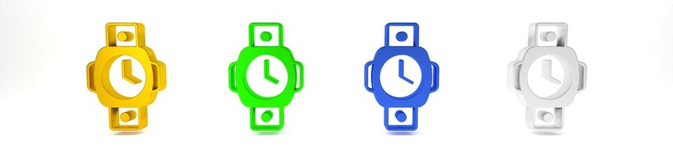 Colorful Diving watch icon isolated on white background. Diving underwater equipment. Minimalism concept. 3D render illustration