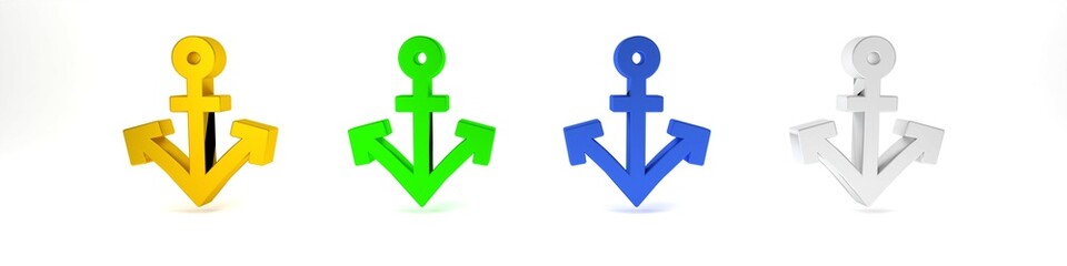 Obraz premium Colorful Anchor icon isolated on white background. Minimalism concept. 3D render illustration