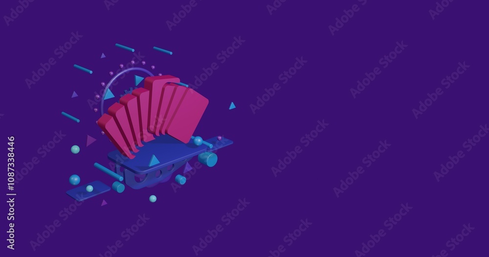 Poster pink playing cards symbol on a pedestal of abstract geometric shapes floating in the air. abstract c