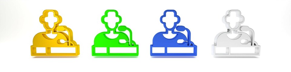 Colorful Football player press conference icon isolated on white background. Minimalism concept. 3D render illustration