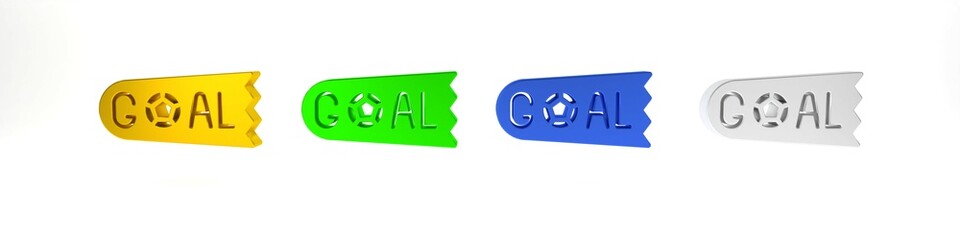 Colorful Goal soccer football icon isolated on white background. Minimalism concept. 3D render illustration