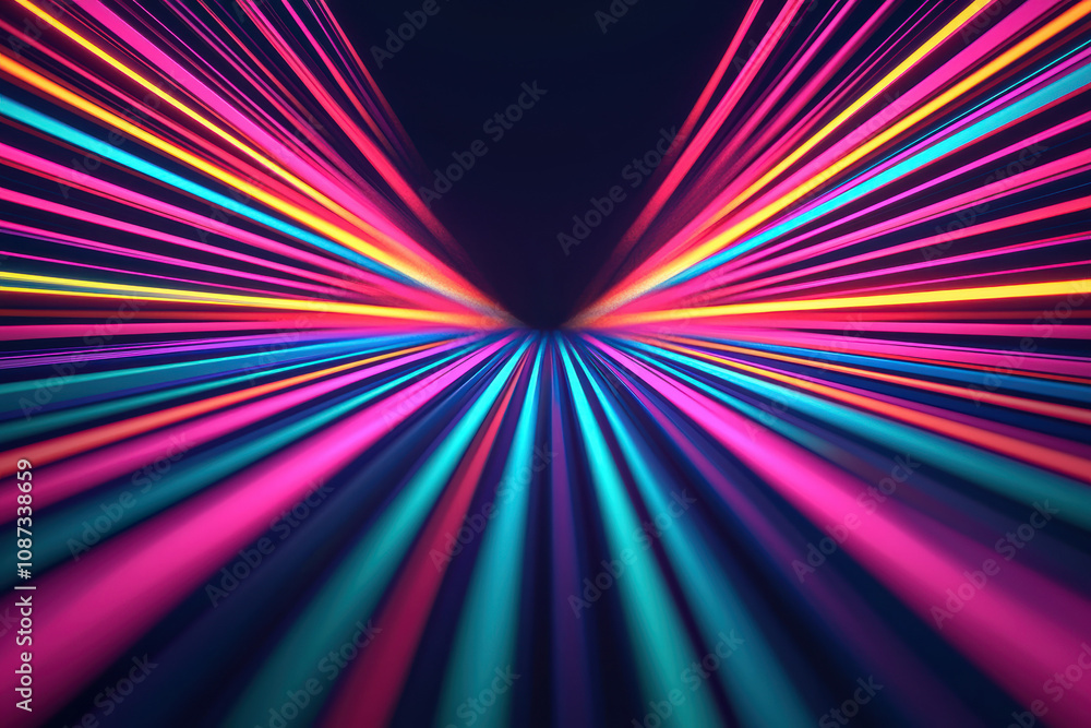 Wall mural vibrant light rays converge in an abstract design, creating a mesmerizing visual effect perfect for 
