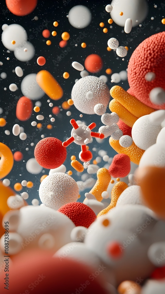 Aufkleber a striking 3d rendered showcasing the intricate microscopic view of an insulin molecule surrounded b