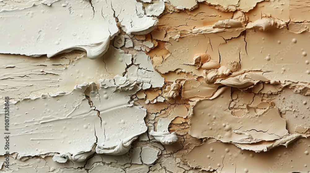 Poster a wall with a lot of cracks and splatters of paint. the wall appears to be a canvas for an artist, w