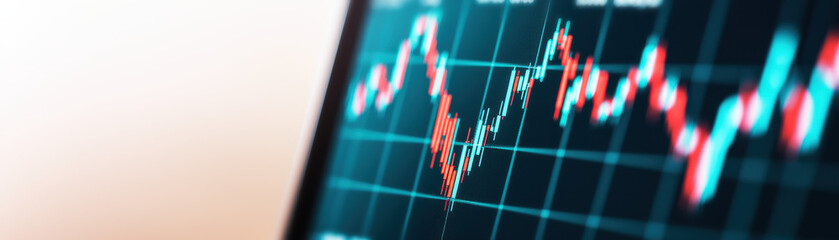 Dynamic stock market chart with fluctuating lines representing financial data analysis and investment trends in a modern digital environment.