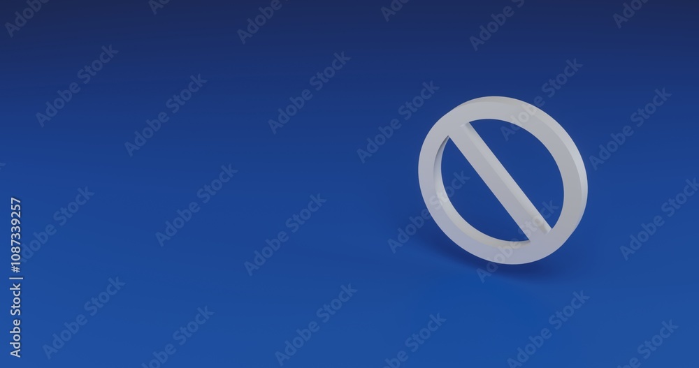 Poster isolated realistic white stop symbol with shadow. located on the right side of the scene. 3d illustr