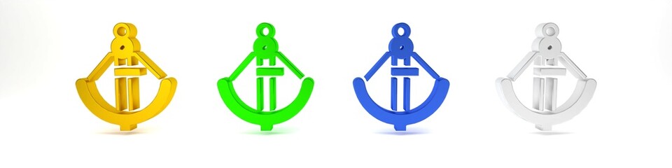 Colorful Anchor icon isolated on white background. Minimalism concept. 3D render illustration