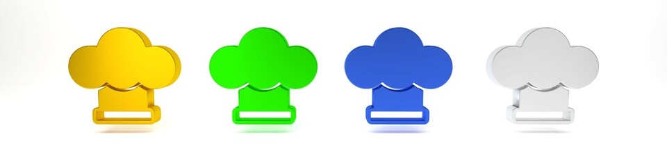 Colorful Chef hat icon isolated on white background. Cooking symbol. Cooks hat. Minimalism concept. 3D render illustration