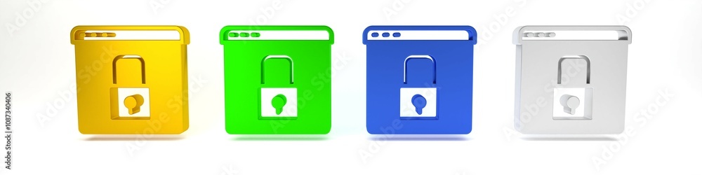 Poster colorful secure your site with https, ssl icon isolated on white background. internet communication 