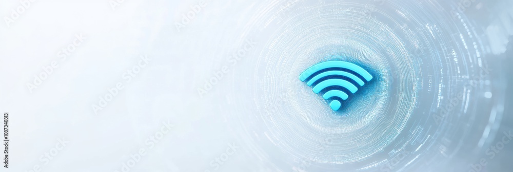 Aufkleber A blue Wi-Fi symbol signifies wireless internet access, highlighted against swirling digital patterns in a contemporary backdrop. Generative AI