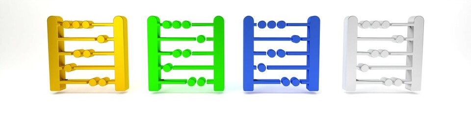 Colorful Abacus icon isolated on white background. Traditional counting frame. Education sign. Mathematics school. Minimalism concept. 3D render illustration