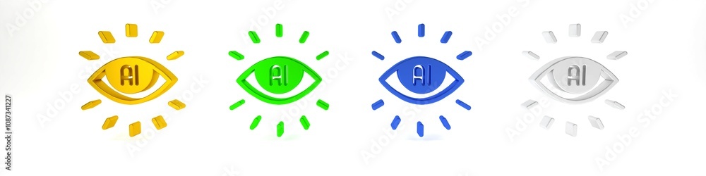 Poster colorful artificial intelligence ai icon isolated on white background. machine learning, cloud compu