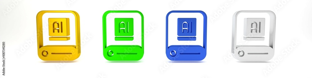 Poster colorful artificial intelligence ai icon isolated on white background. machine learning, cloud compu