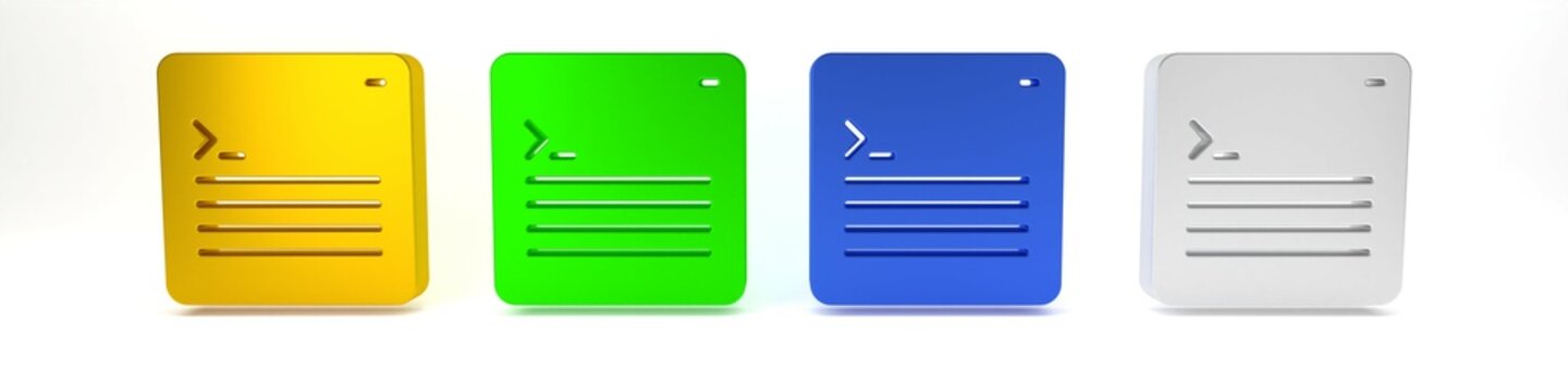 Colorful Software, web developer programming code icon isolated on white background. Javascript computer script random parts of program code. Minimalism concept. 3D render illustration