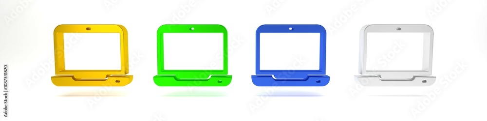 Aufkleber colorful laptop icon isolated on white background. computer notebook with empty screen sign. minimal