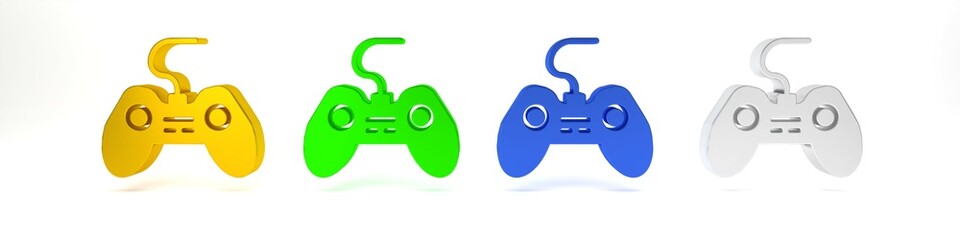 Colorful Gamepad icon isolated on white background. Game controller. Minimalism concept. 3D render illustration