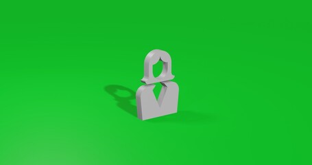 Isolated realistic white business woman symbol front view with shadow. 3d illustration on green chroma key background