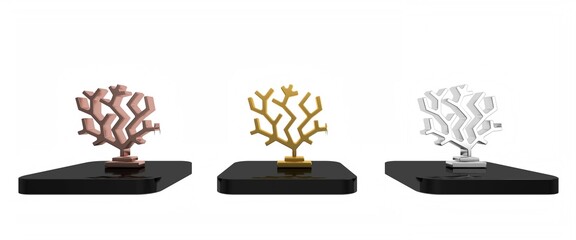 Colorful Coral icon isolated on white background. Minimalism concept. 3D render illustration