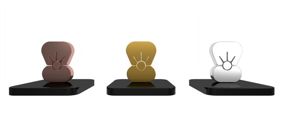 Colorful Natural open shell with pearl icon isolated on white background. Scallop sea shell. Seashell sign. Minimalism concept. 3D render illustration