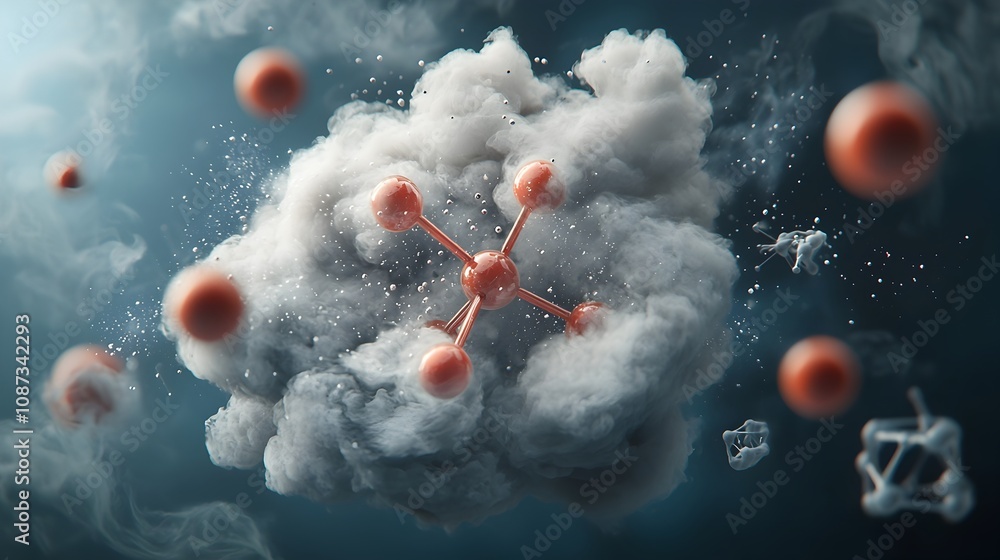 Poster ethereal molecular masterclass a stunning showcase of intricate atomic and chemical structures capti