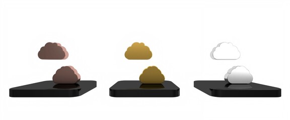 Colorful Cloud icon isolated on white background. Minimalism concept. 3D render illustration