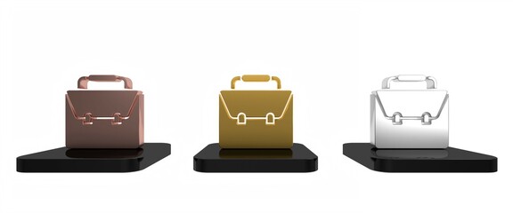 Colorful Briefcase icon isolated on white background. Business case sign. Business portfolio. Minimalism concept. 3D render illustration