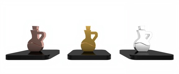 Colorful Bottle of olive oil icon isolated on white background. Jug with olive oil icon. Minimalism concept. 3D render illustration