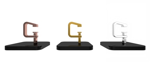 Colorful Clamp and screw tool icon isolated on white background. Locksmith tool. Minimalism concept. 3D render illustration