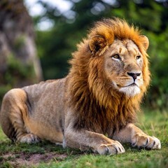 A macro photo of a lion lying on its back, paws in the air, deep focus on its playful expression and the details of its body, high-angle shot showing its full body in a relaxed, unguarded moment in th